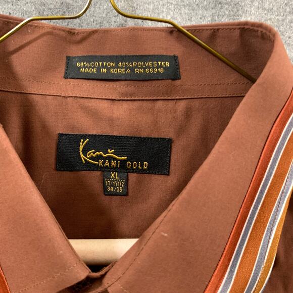Kani Gold Button Up Brown Shirt Adult Extra Large Shirt Mens - Picture 3 of 6